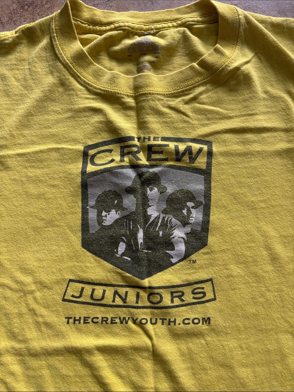 adidas Yellow Graphic 'The Crew Juniors' Short Sleeve Tee